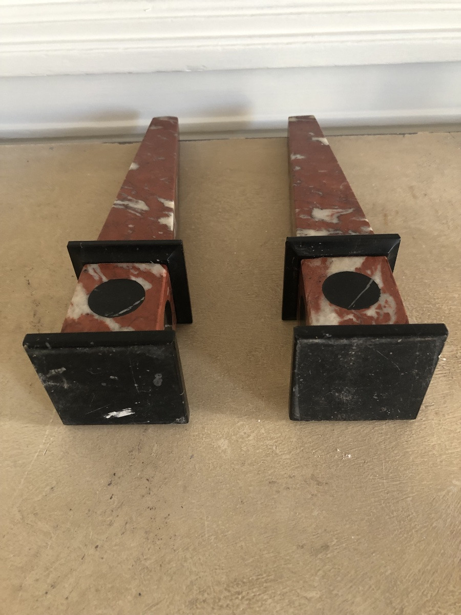 Paire de petits obélisques en marbre rouge 19e-photo-2