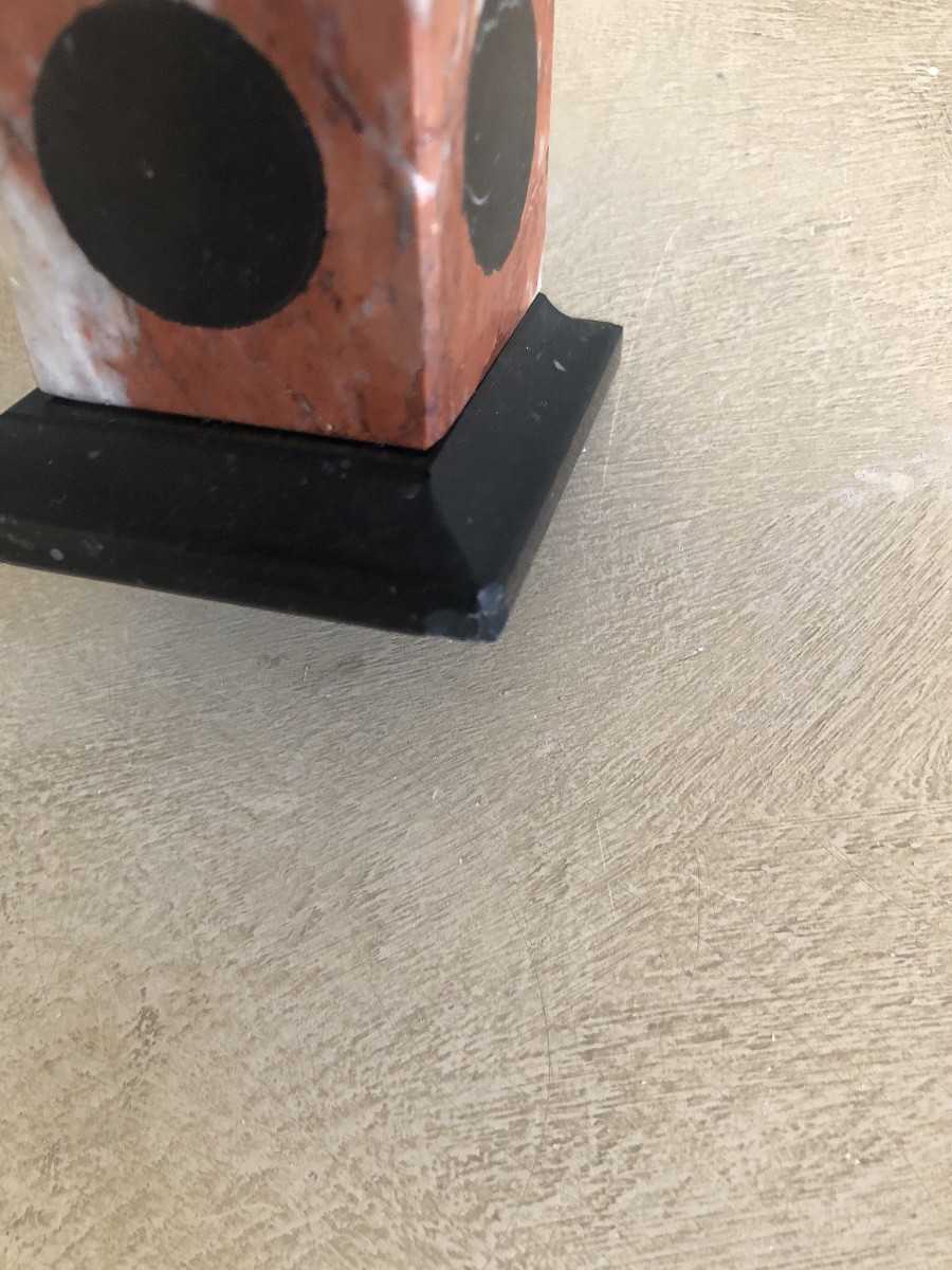 Paire de petits obélisques en marbre rouge 19e-photo-2