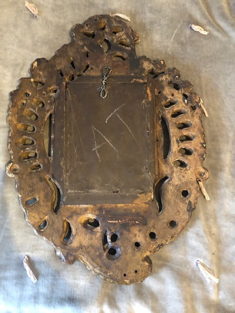 Religious Enamel In A Large Giltwood Frame, 18th Century-photo-4