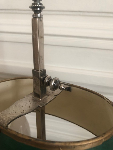Small Silver-plated Metal Bouillotte Lamp, 19th Century -photo-1