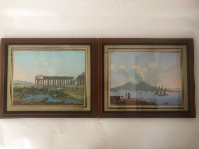 Paire de gouaches napolitaines XIX e