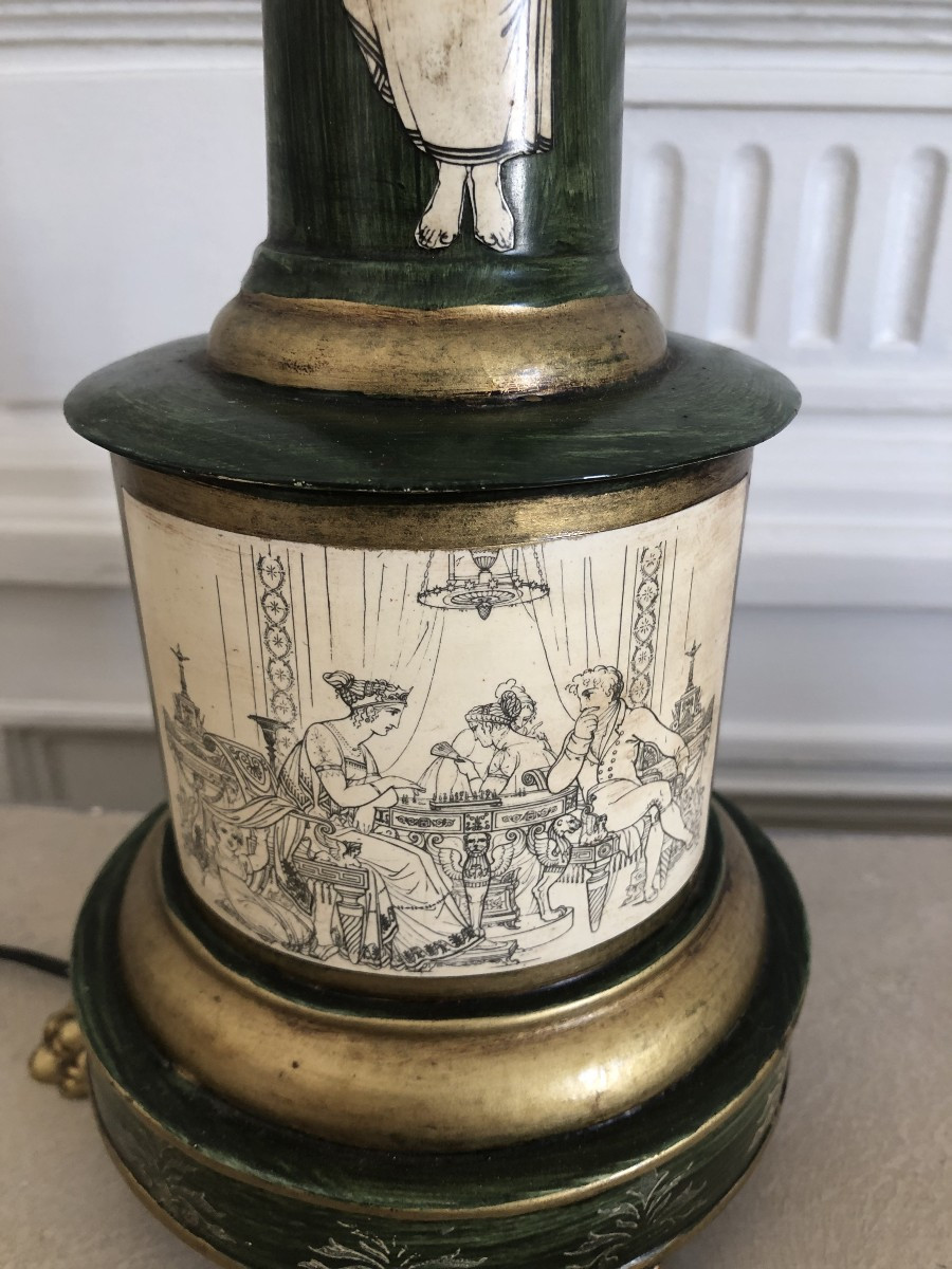 Lampe style empire , tôle peinte  1970 Italie-photo-4