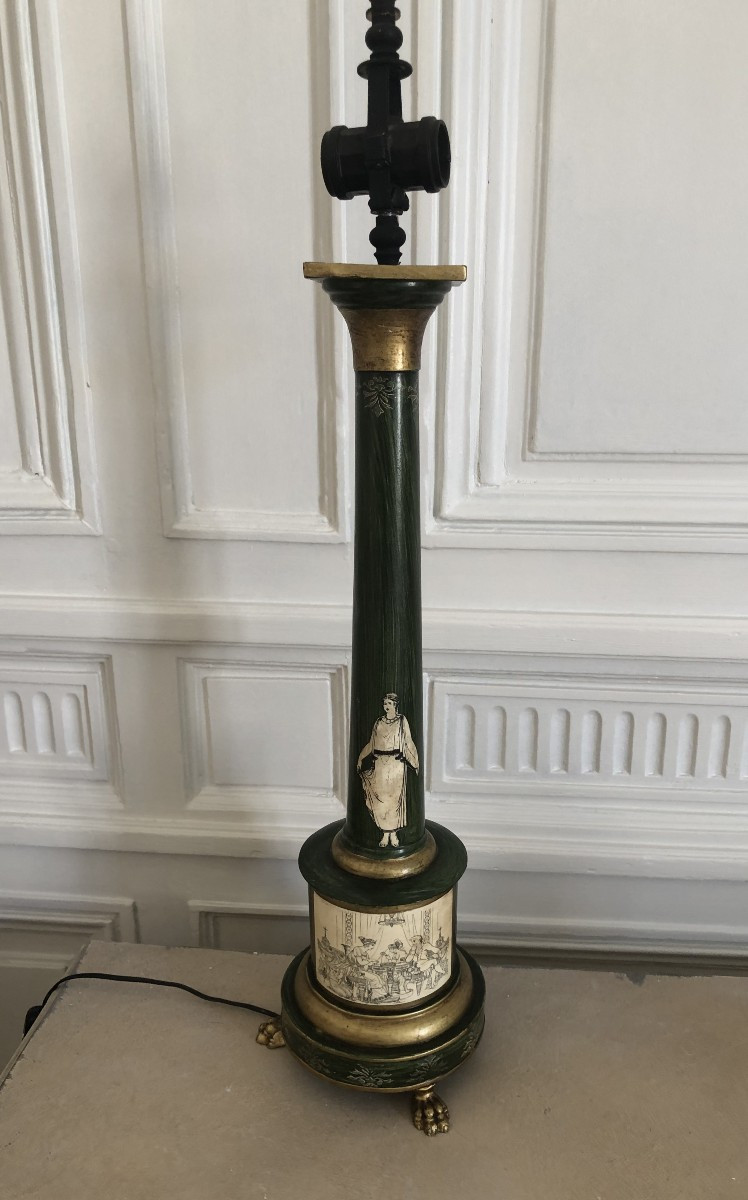 Lampe style empire , tôle peinte  1970 Italie