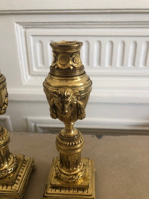 Paire de cassolettes/bougeoirs style Louis XVI fin -photo-1
