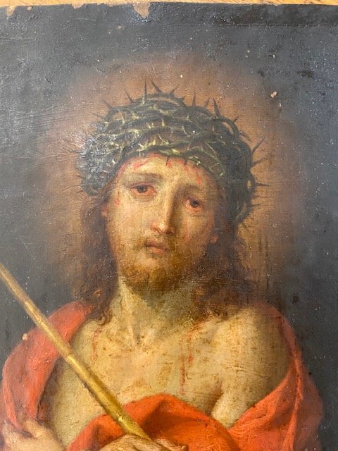 Huile sur cuivre XVIIe, Christ aux liens-photo-3