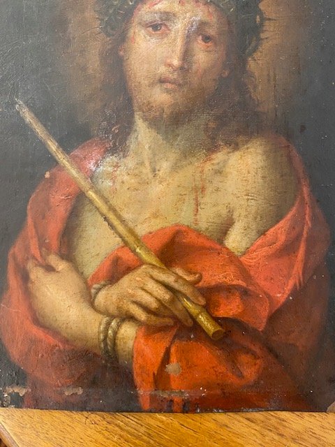 Huile sur cuivre XVIIe, Christ aux liens-photo-4