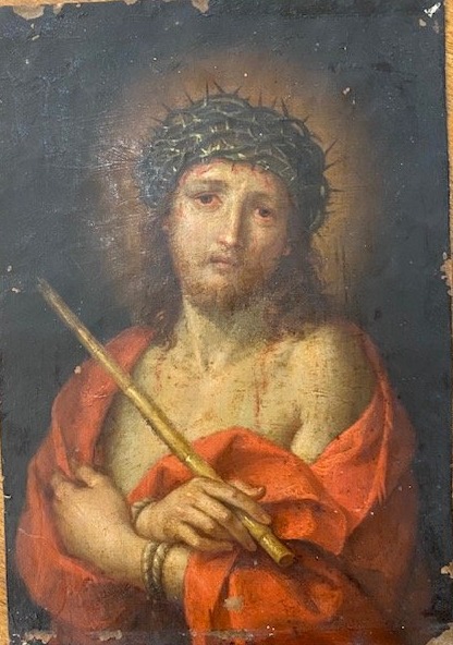 Huile sur cuivre XVIIe, Christ aux liens