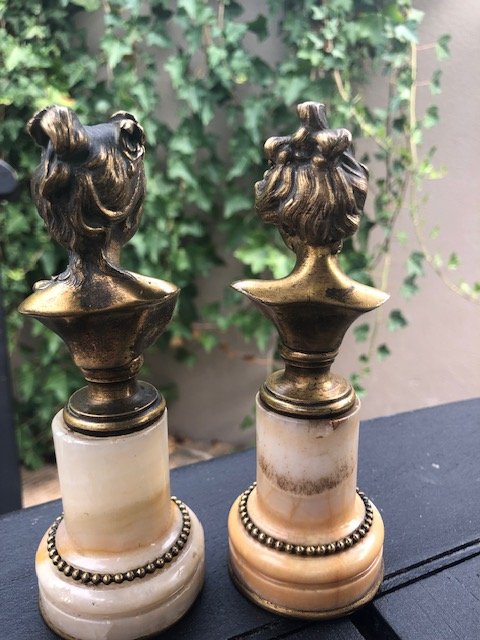 Pair Of Small Bronze Busts, 1900-photo-2