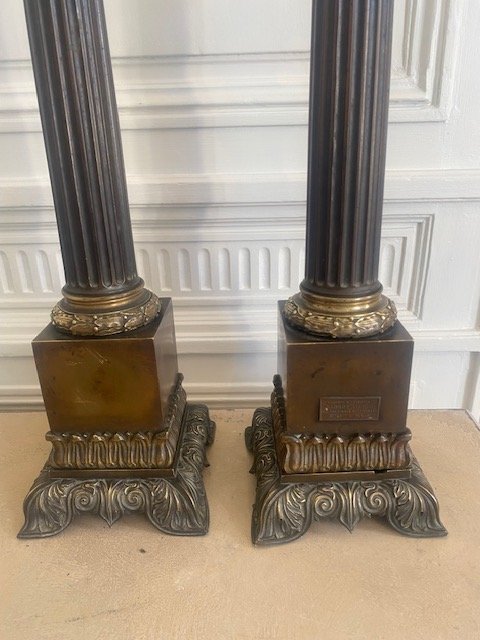 Paire de lampes  type carcel de Hadrot, lampiste à Paris, vers 1830-photo-3