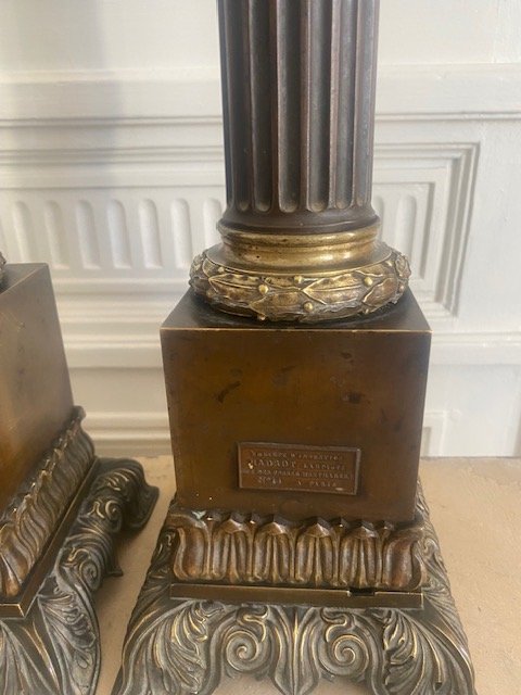 Paire de lampes  type carcel de Hadrot, lampiste à Paris, vers 1830-photo-4