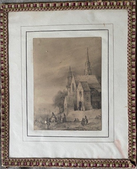 Jules Noel , vue d'église  animée