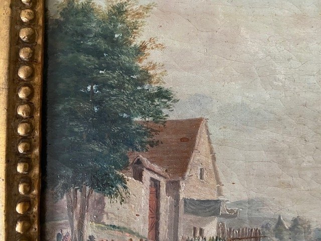 Oil On Canvas, Village Festival, 19th Century-photo-1