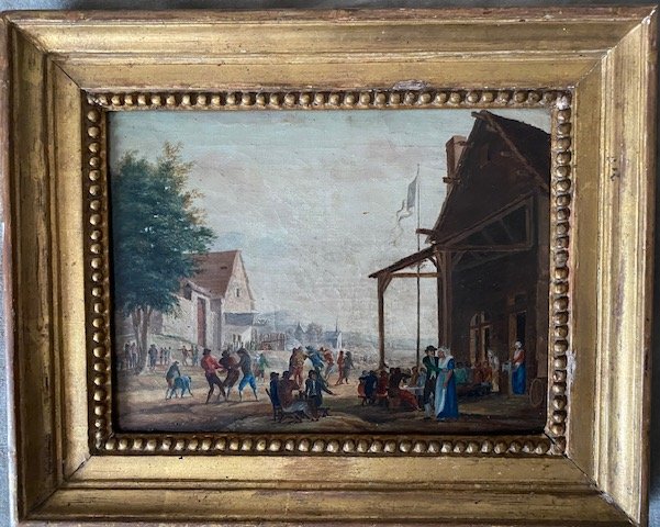 Oil On Canvas, Village Festival, 19th Century