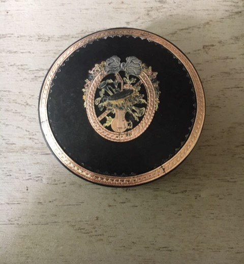 Round Box In Tortoiseshell With Centered Gold And Silver Decor, 18th Century-photo-4