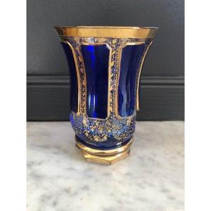 Verre En Cristal Dans Le Style De Saint Louis Ou Baccarat Fin 19e , Début 20e H: 13.5 Cm