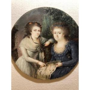 Portrait miniature XVIIIe, Diamètre 8cm