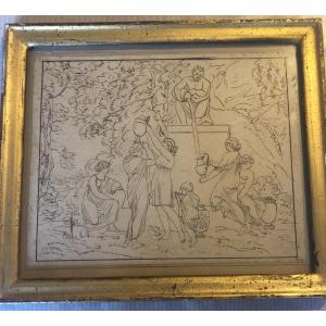 Dessin néoclassique scène antique