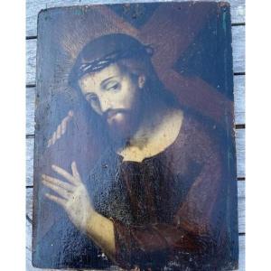 Oil On Panel Christ 19th Century
