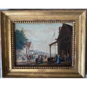 Oil On Canvas, Village Festival, 19th Century