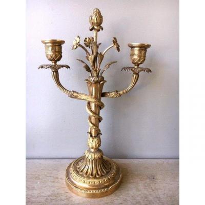 Candelabra Signed Eugène Bazart 33 Cm