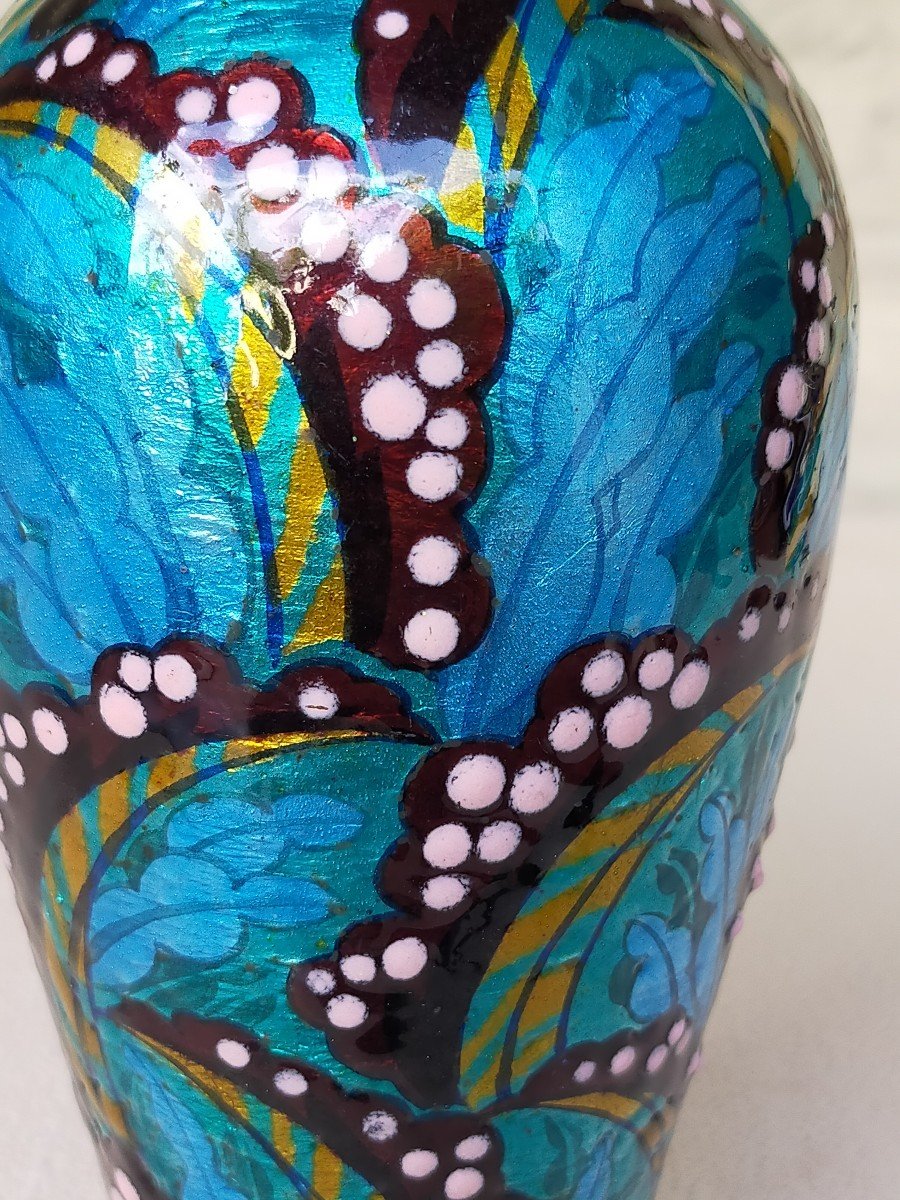 Grand Vase Art D&eacute;co &eacute;mail De Limoges Marty (faur&eacute; ,sarlandie )-photo-2