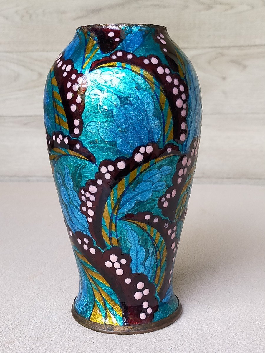 Grand Vase Art D&eacute;co &eacute;mail De Limoges Marty (faur&eacute; ,sarlandie )-photo-3