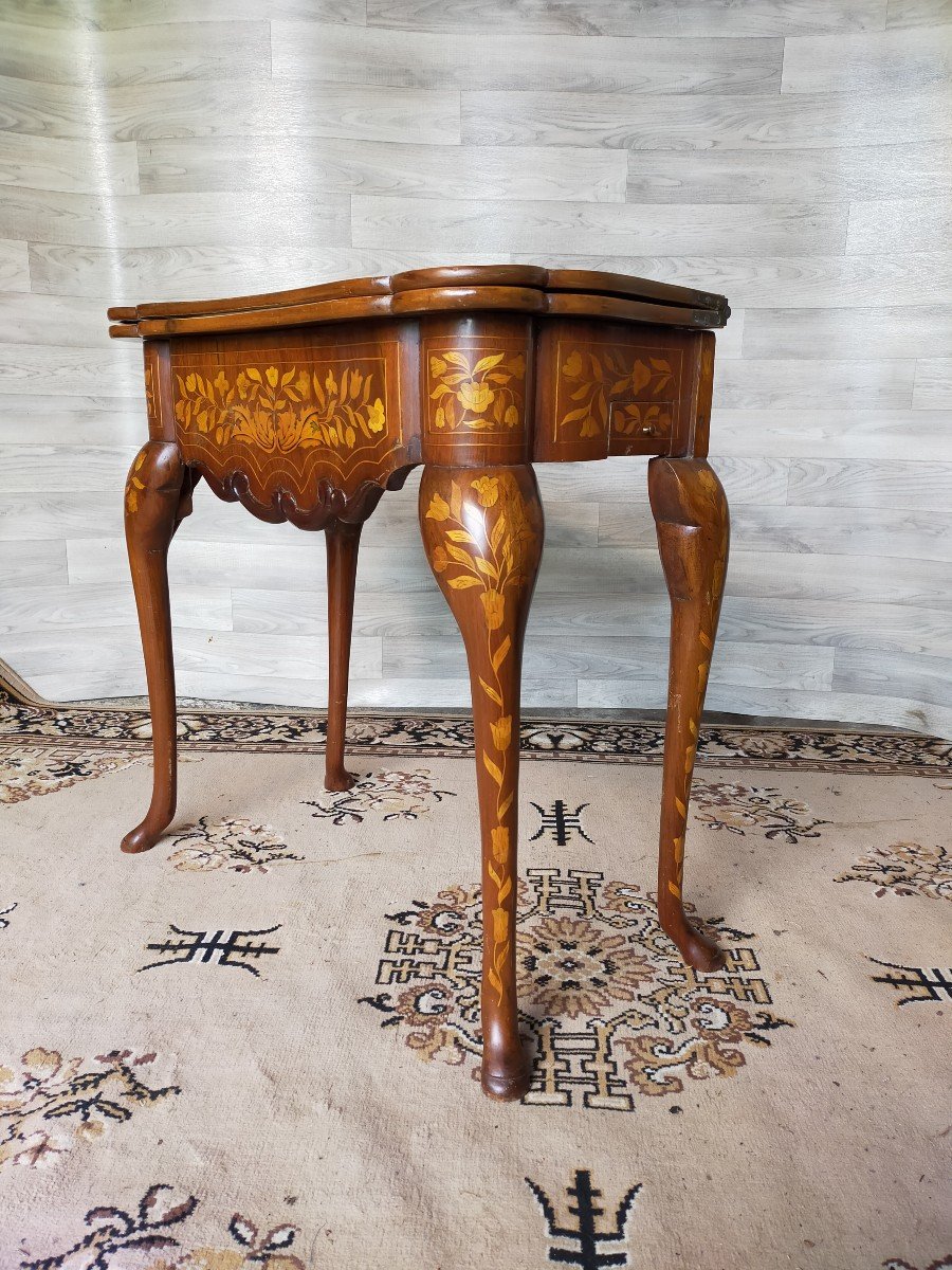 Games Table With 18th Century Chessboard In Marquetry, Console (dutch Work)-photo-4