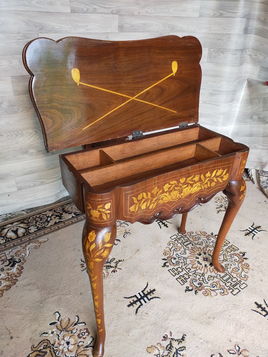 Games Table With 18th Century Chessboard In Marquetry, Console (dutch Work)-photo-3