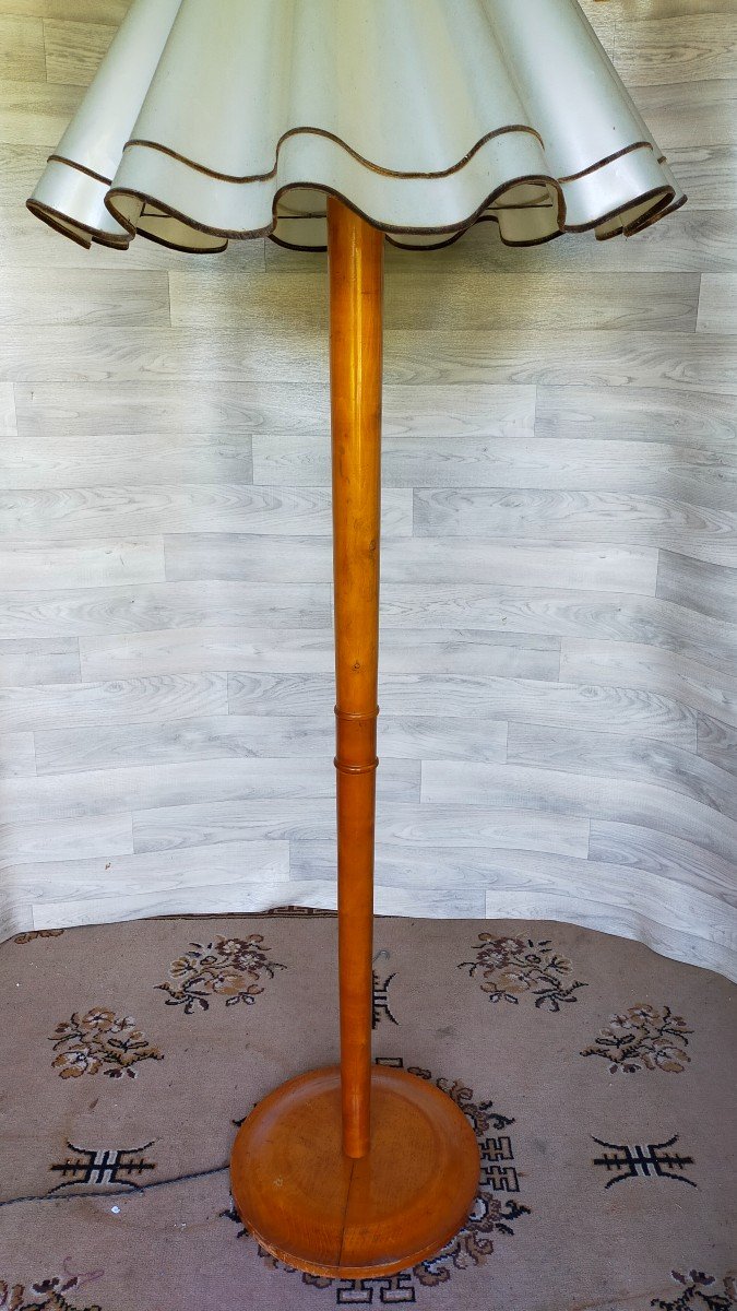 Large Mazda Style Wooden Floor Lamp