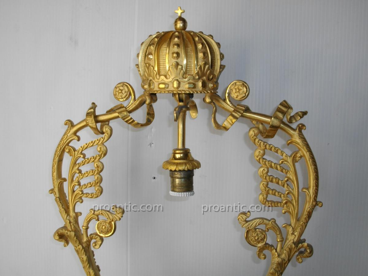 Grande Lampe Napoléon Bronze Doré Porte Montre-photo-3