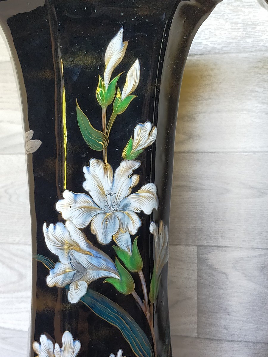 Paire De Vases Keller Et Gu&eacute;rin  D&eacute;cor Libellules Et Oiseaux -photo-1