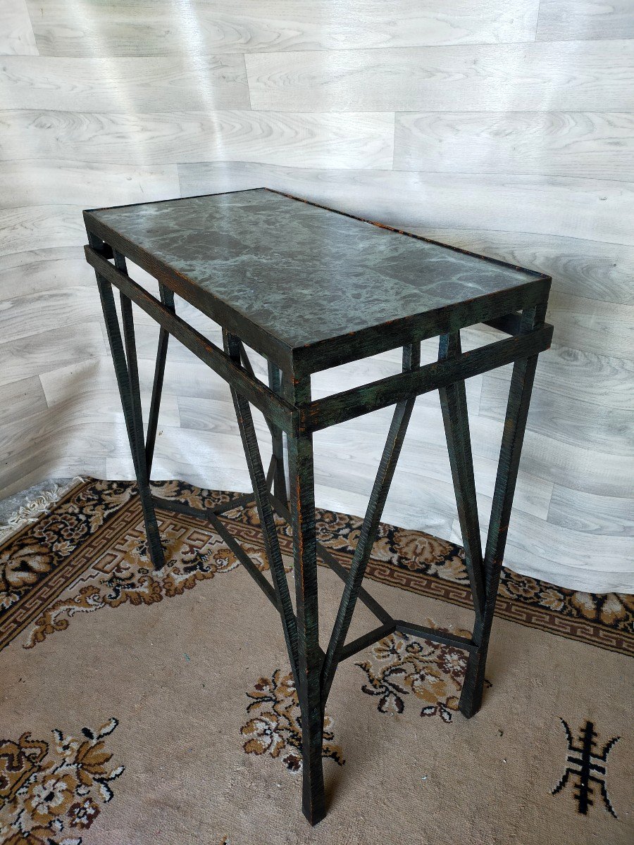 Art Deco Console Wrought Iron And Marble-photo-1