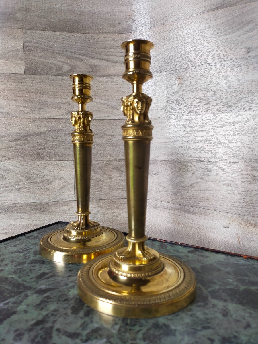 Claude Gallé Pair Of Empire Period Candlesticks With Wonderful-photo-1