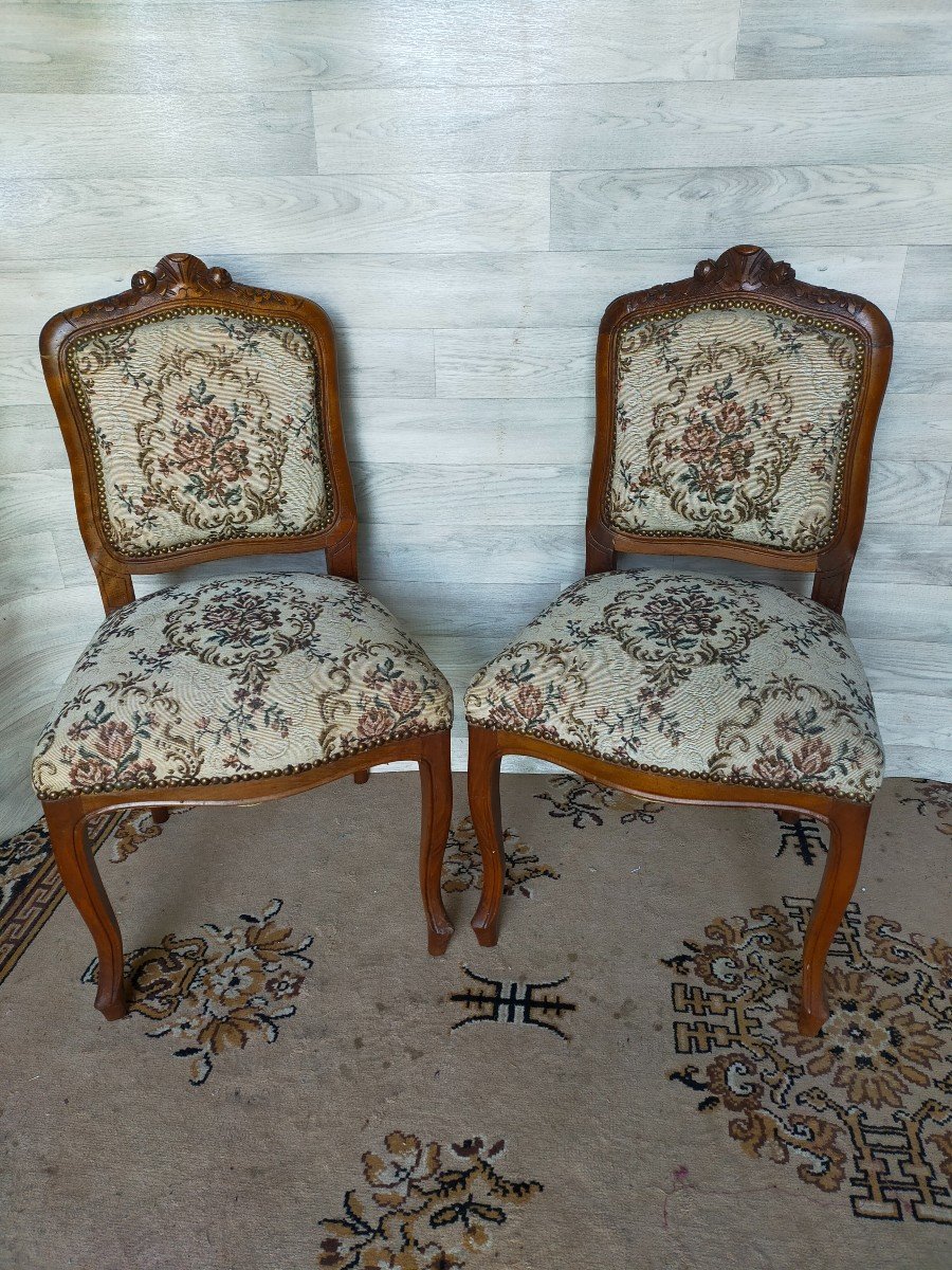 Paire De Chaises De Chambre Style Louis XV (fauteuils, Sieges)-photo-3