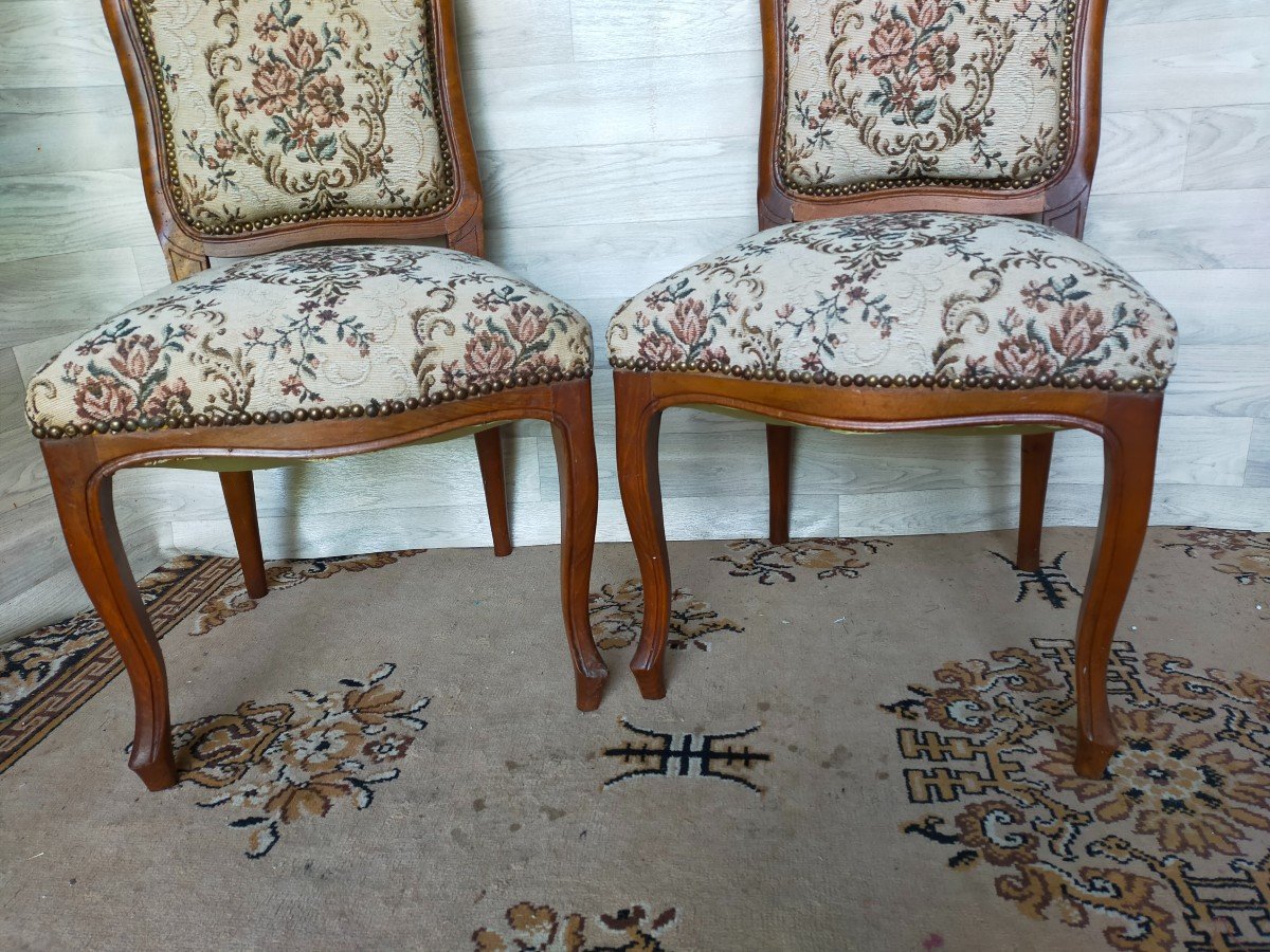 Paire De Chaises De Chambre Style Louis XV (fauteuils, Sieges)-photo-4