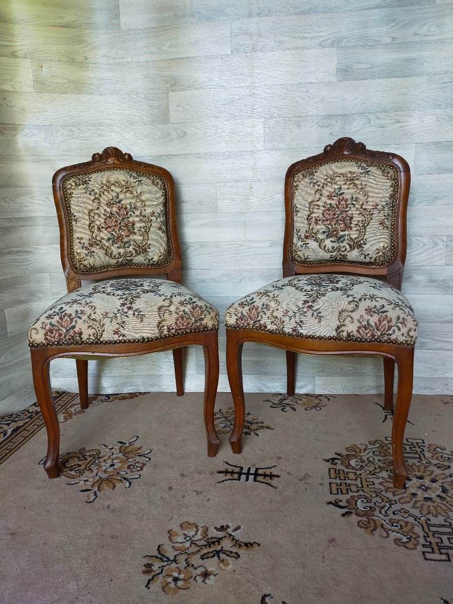 Paire De Chaises De Chambre Style Louis XV (fauteuils, Sieges)-photo-1