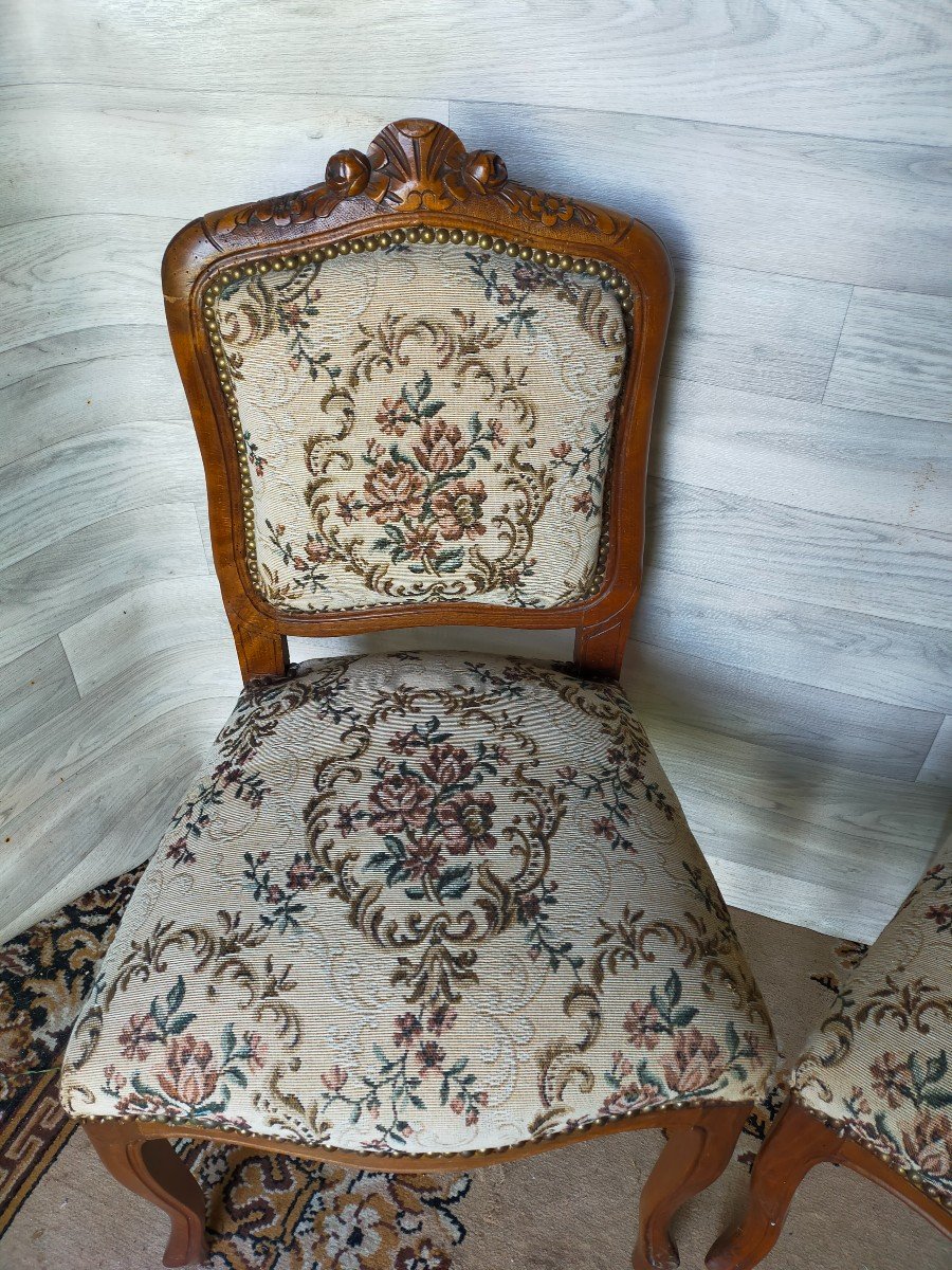 Paire De Chaises De Chambre Style Louis XV (fauteuils, Sieges)-photo-2