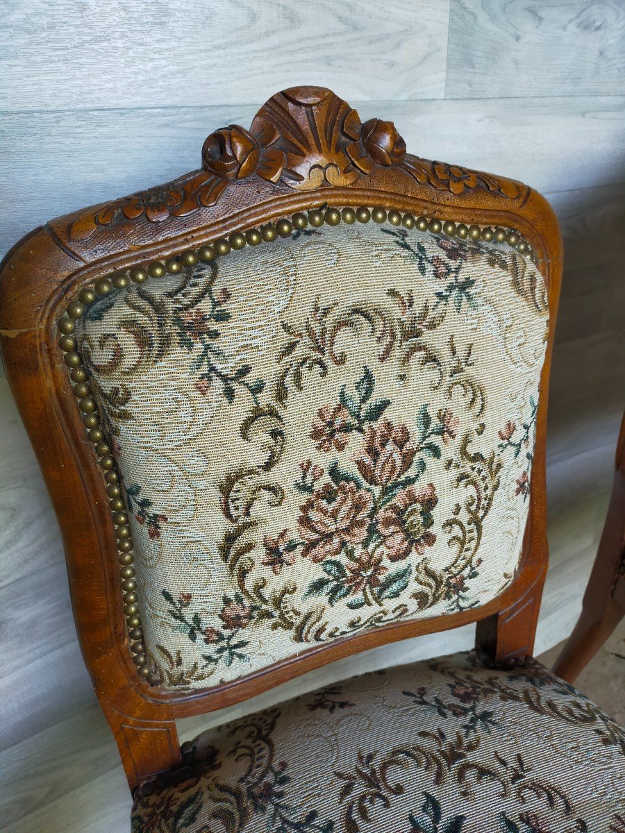 Paire De Chaises De Chambre Style Louis XV (fauteuils, Sieges)-photo-3