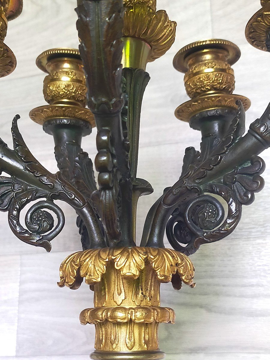 Pair Of Large Charles X Bronze Candlesticks (epirus Restoration)-photo-3
