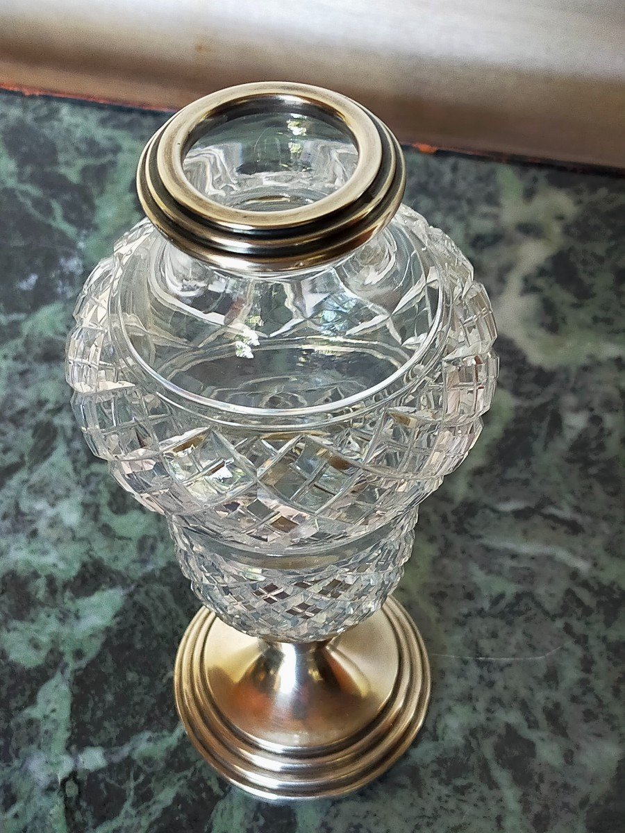 Vase En Cristal Et Argent Massif -photo-3