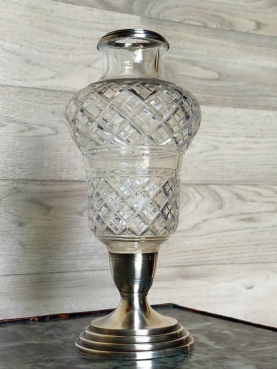 Vase En Cristal Et Argent Massif -photo-1