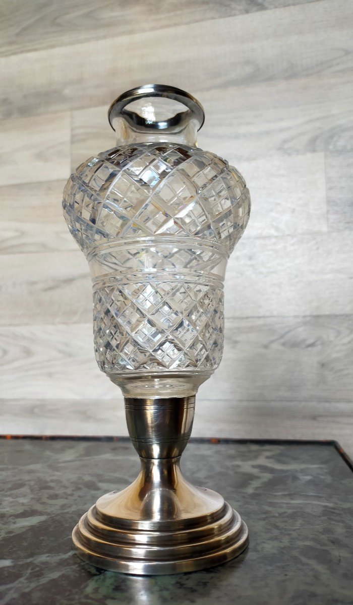 Vase En Cristal Et Argent Massif 