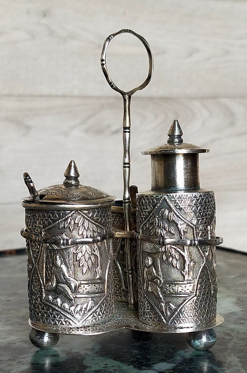 Saliere Poivriere Argent Asiatique 