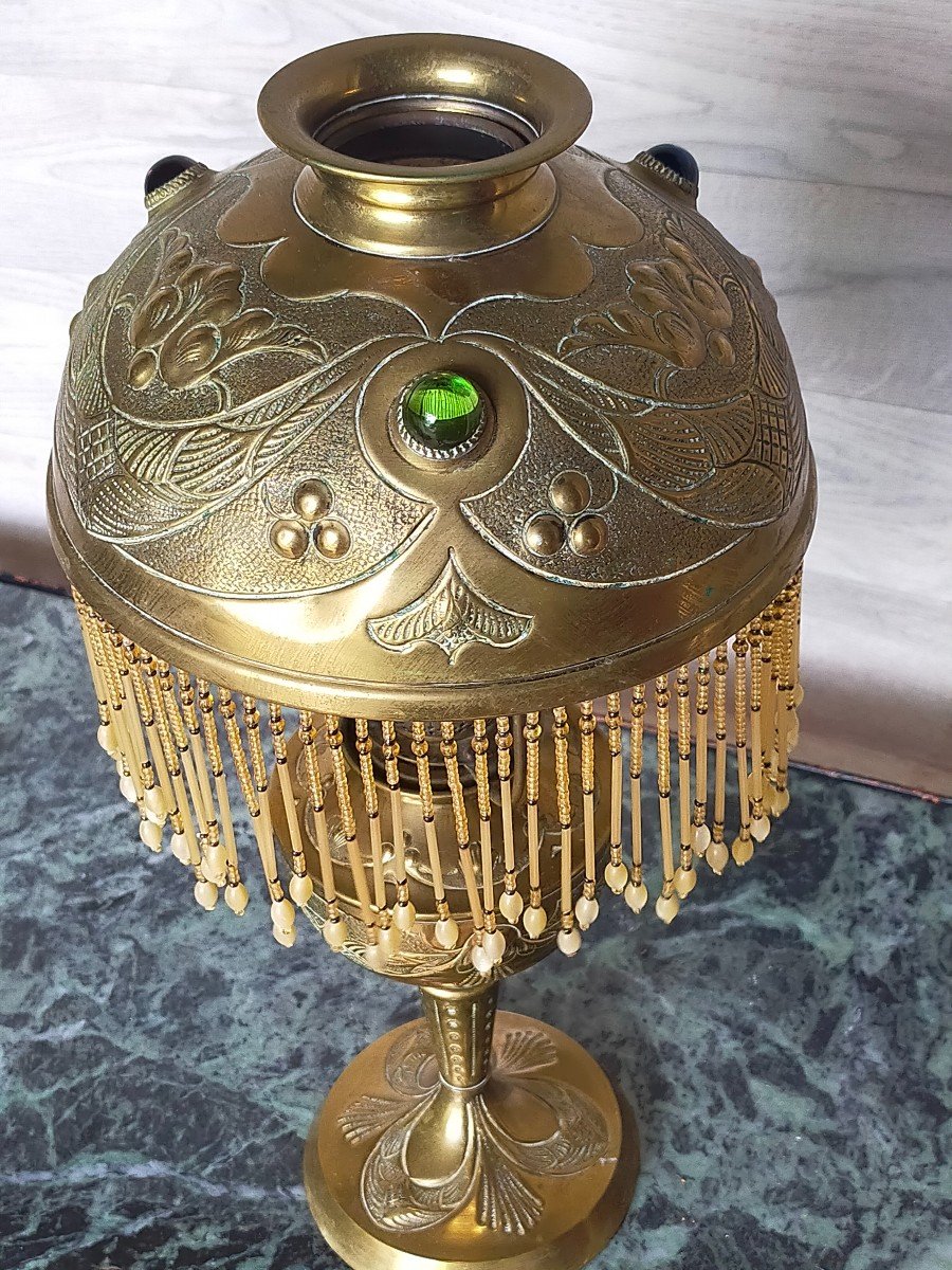 Art Nouveau Bronze Oil Lamp-photo-2