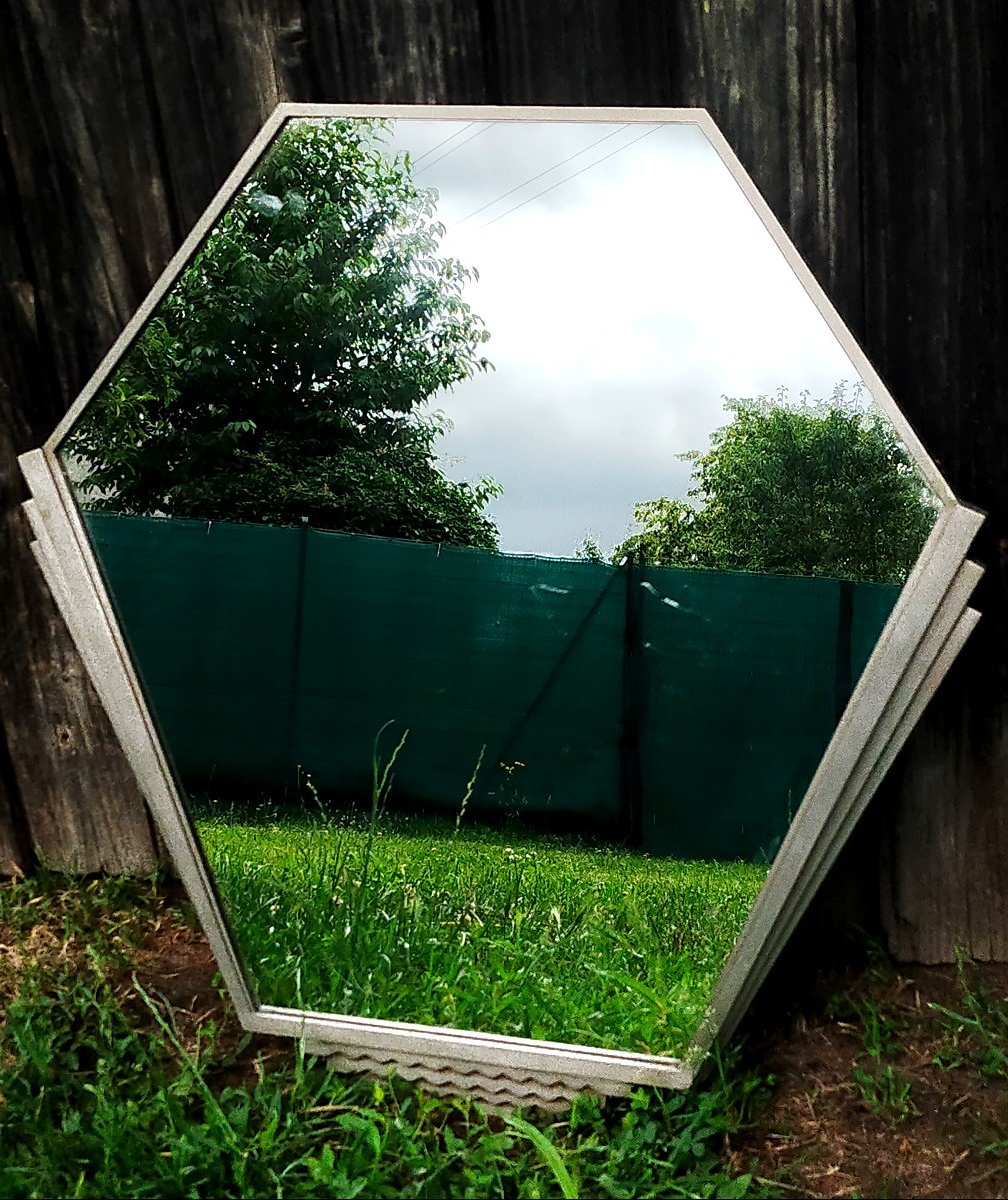 Art Deco Mirror In Silver Bronze