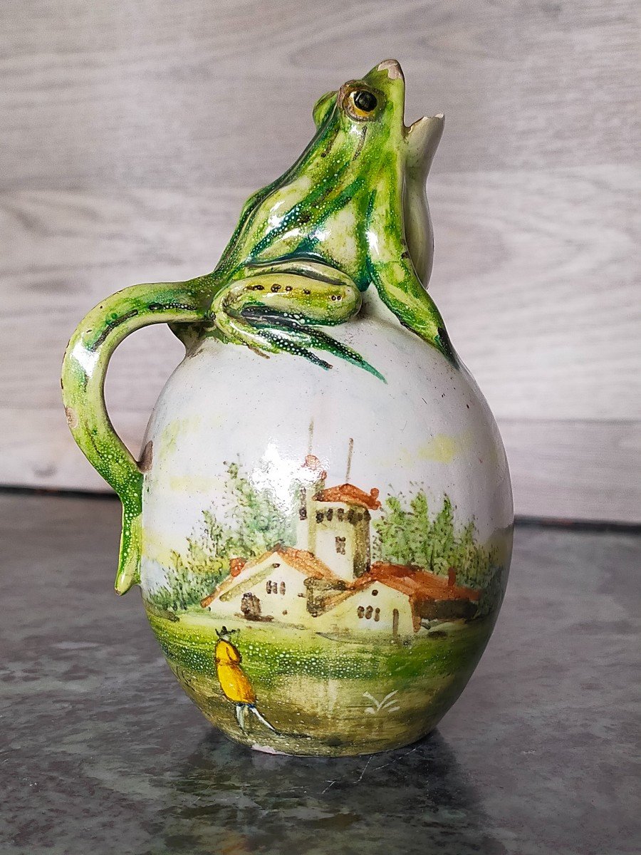 Paire De Grenouilles En Faience XVIII&egrave;me Huilier Vinaigrier Signature A D&eacute;chiffrer-photo-2