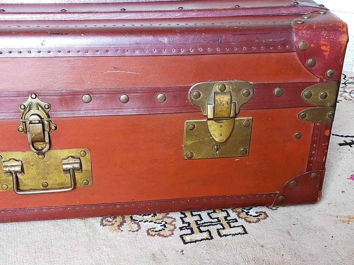 Malle De Voyage En Cuir Et Bronze (vuitton,goyard moynat,.....)-photo-4