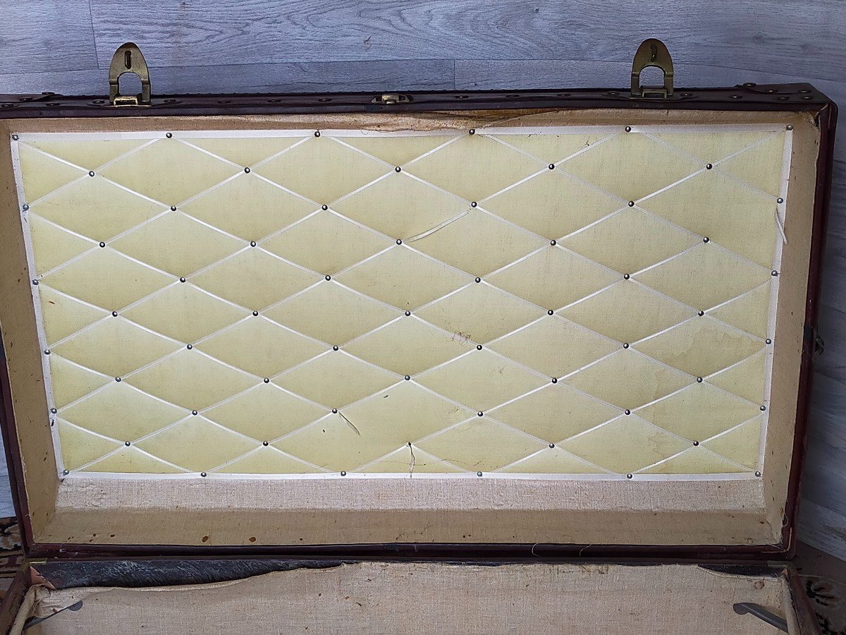 Leather And Bronze Travel Trunk (vuitton, Goyard,.....)-photo-5
