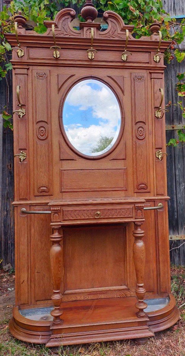 Large Castle Cloakroom Coat Rack Bronze And Beveled Mirror-photo-1