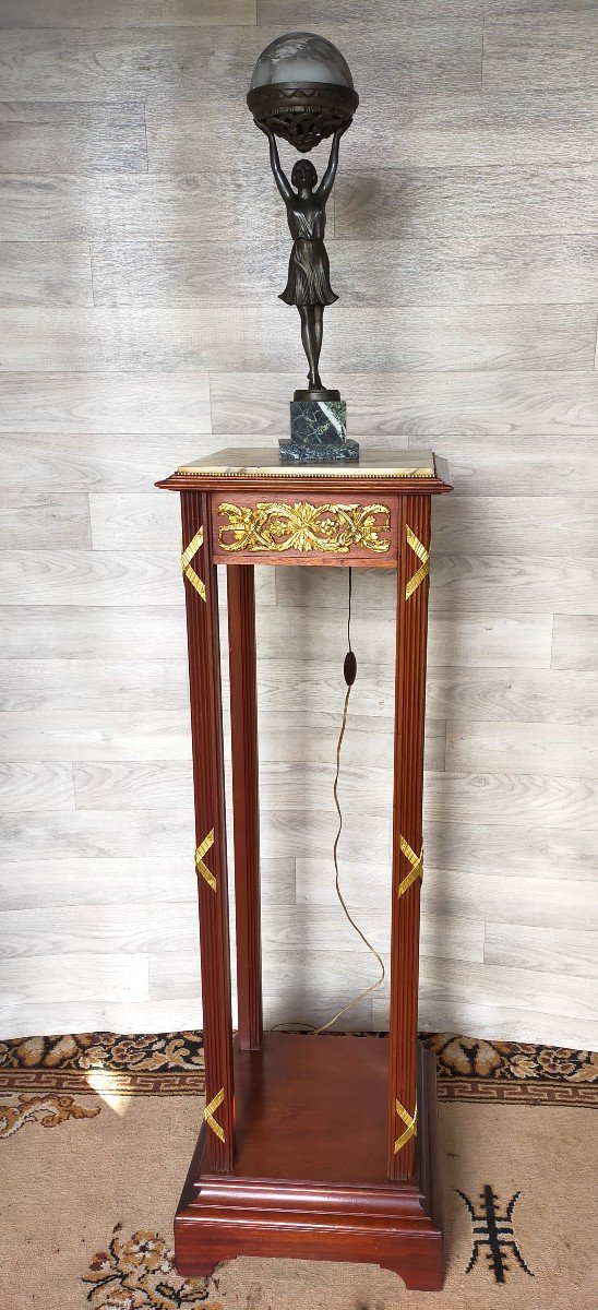 Louis XVI Bronze And Marble High Pedestal Bolster-photo-2